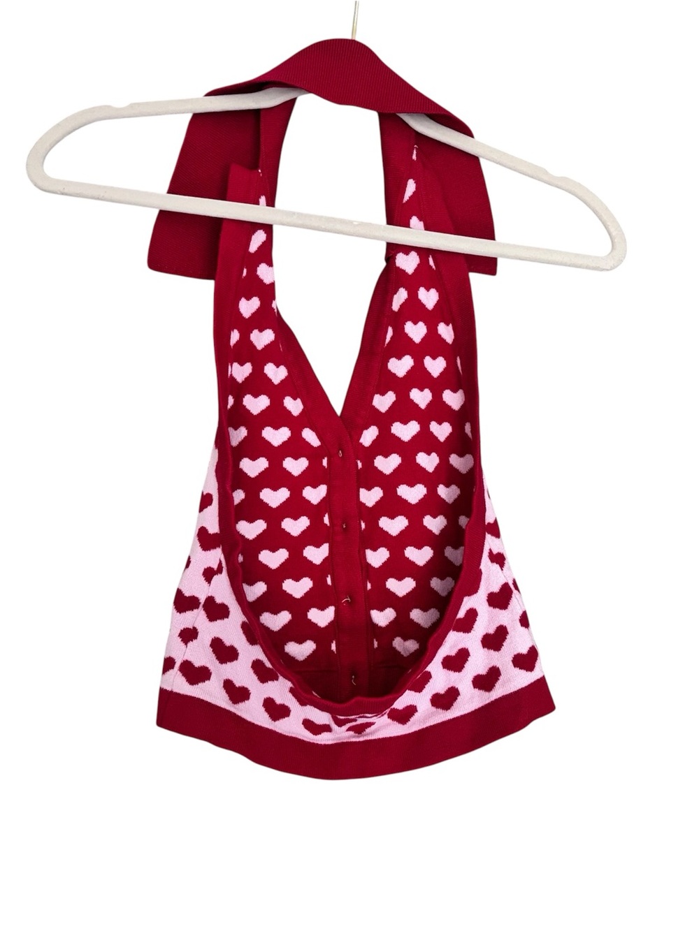 Red & Pink Heart Knit Halter Top - Picture 2 of 3